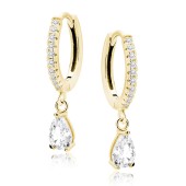 Cercei rotunzi argint placati cu aur galben cu pietre Teardrop DiAmanti  Z1999DEG_W-DIA